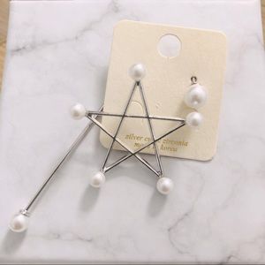 🛒6.99 SHIPPING Star Pearl Drop Earring 925 Silver